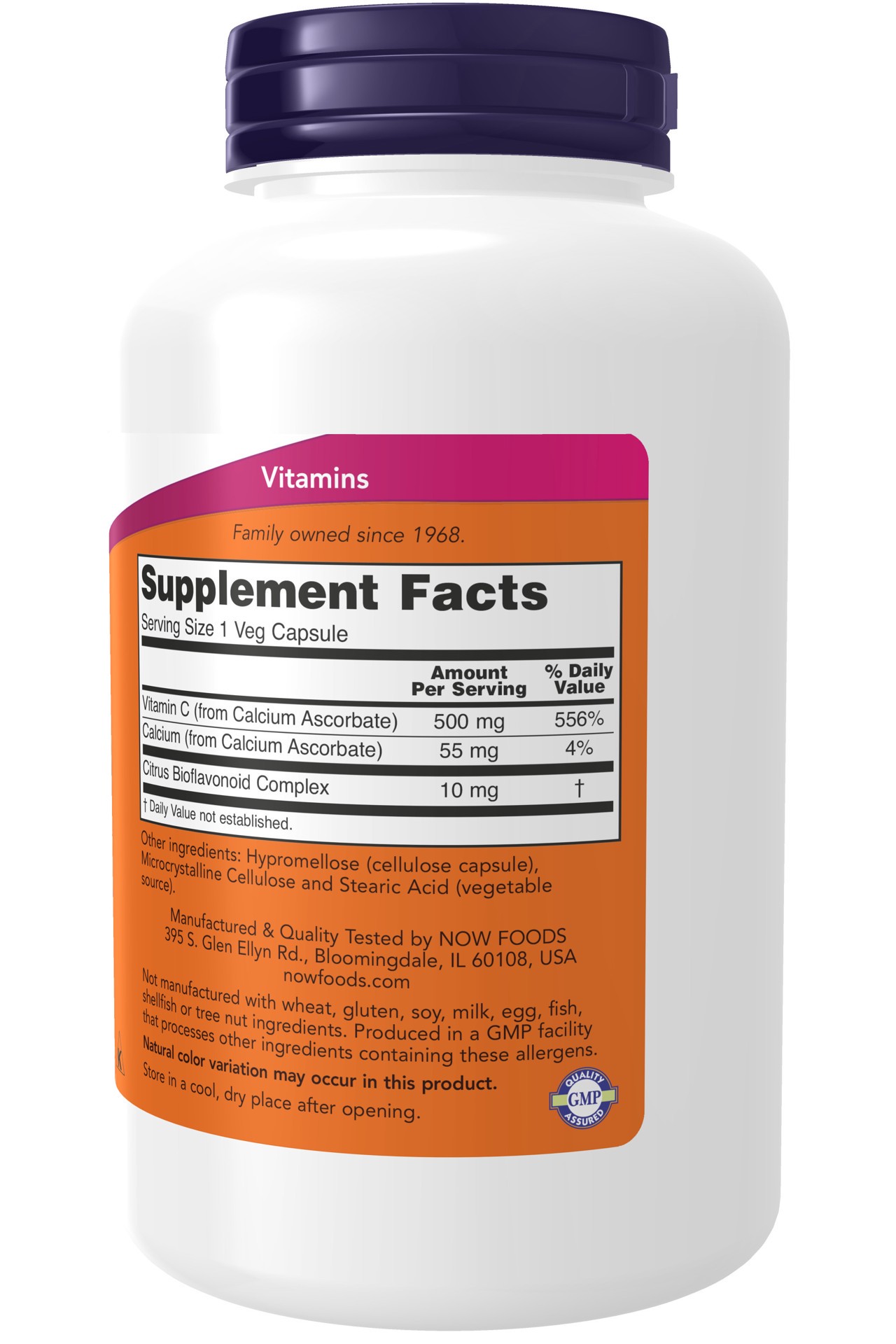 slide 2 of 4, NOW Vitamin C-500 Calcium Ascorbate-C - 250 Veg Capsules, 250 ct