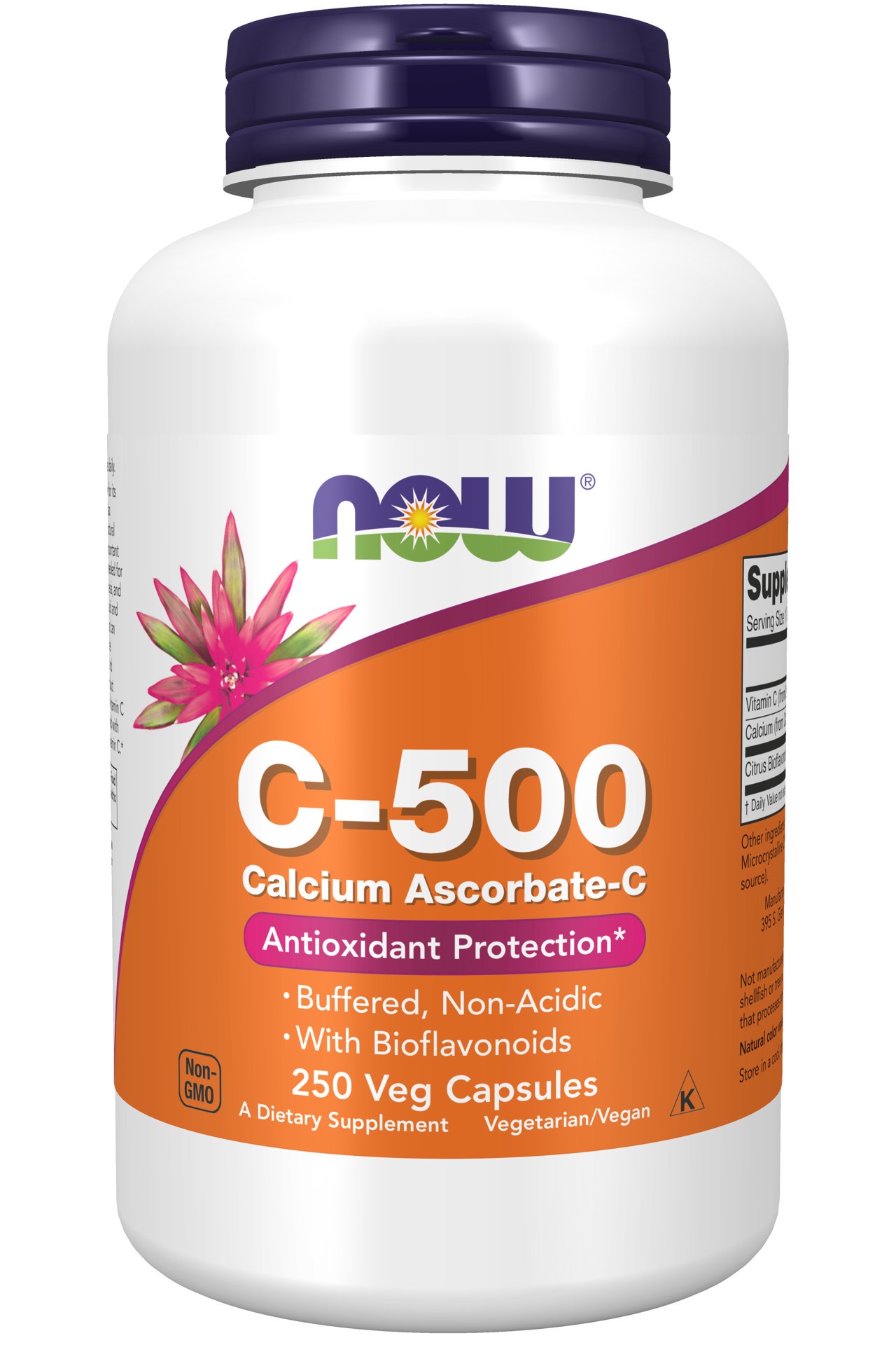 slide 1 of 4, NOW Vitamin C-500 Calcium Ascorbate-C - 250 Veg Capsules, 250 ct