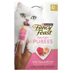 Purina Fancy Feast Savory Purees With Tuna And Shrimp Lickable Cat Treats - 1.4 Oz. Carton