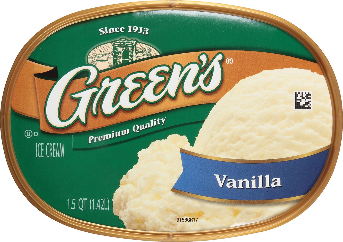 slide 3 of 10, Green's Vanilla Premium Ice Cream, 1.5 Quarts, 1.5 qt