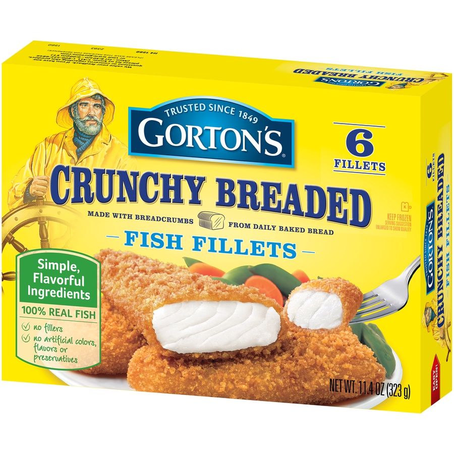 slide 3 of 8, Gorton's Crunchy Breaded Fish Fillets, 11.4 oz