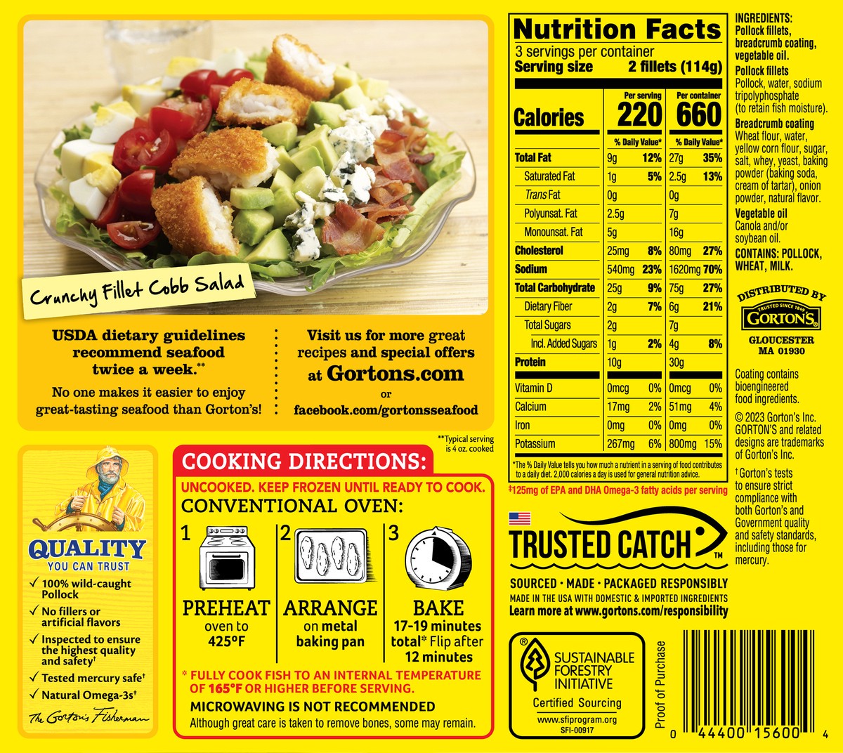 slide 3 of 9, Gorton's Crunchy Breaded Fish Fillets 6 Each, 6 ct