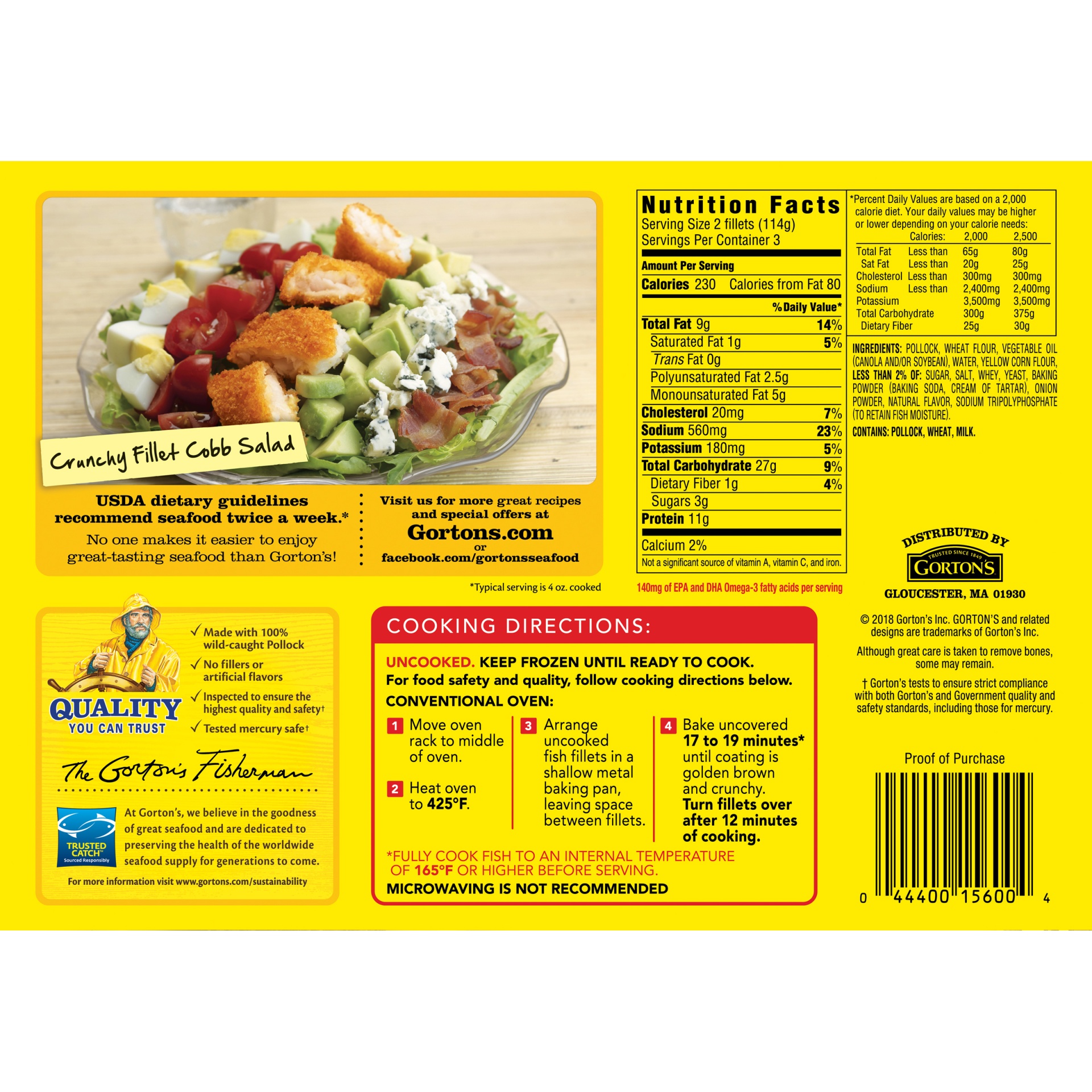 slide 6 of 8, Gorton's Crunchy Breaded Fish Fillets, 11.4 oz