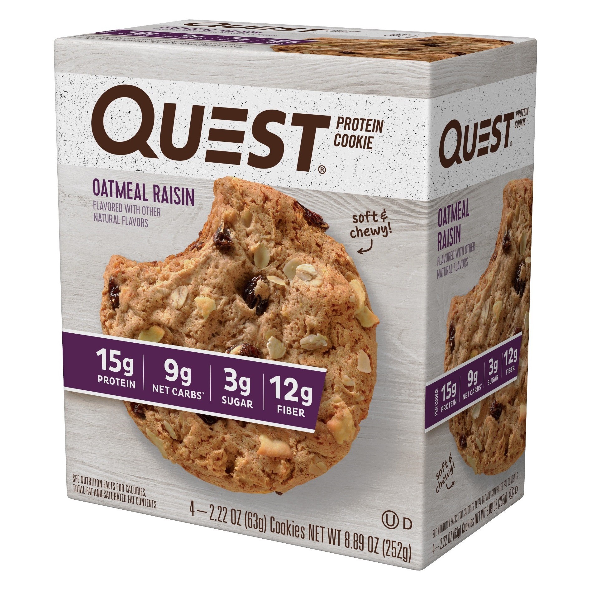 slide 1 of 1, Quest Oatmeal Raisin Protein Cookie, 4 ct; 2.2 oz