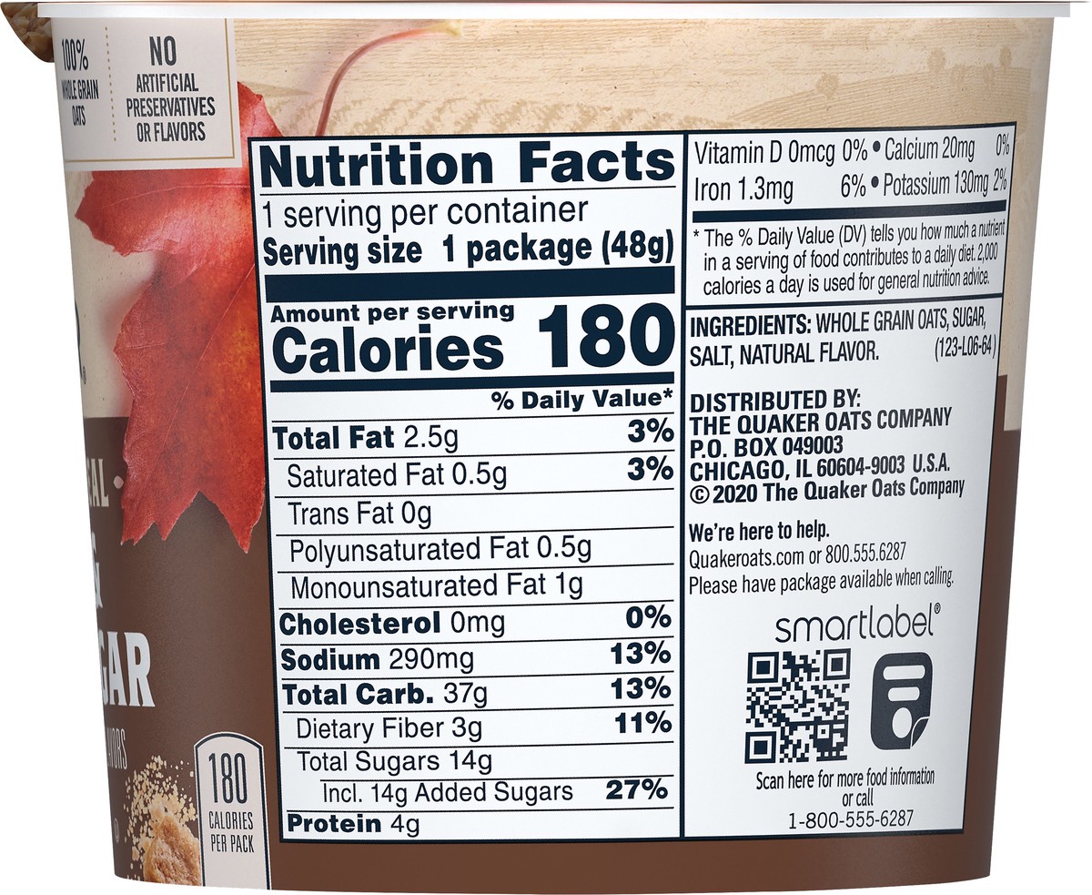 slide 4 of 5, Quaker Instant Oatmeal, Maple & Brown Sugar, 1.69 oz