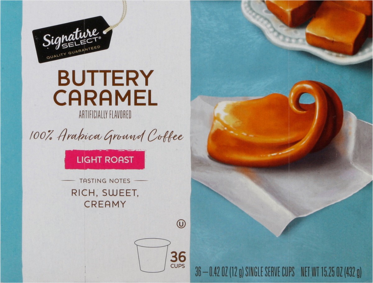 slide 9 of 9, Signature Select Ground Light Roast Buttery Caramel Coffee 36 - 0.42 oz Cups, 36 ct