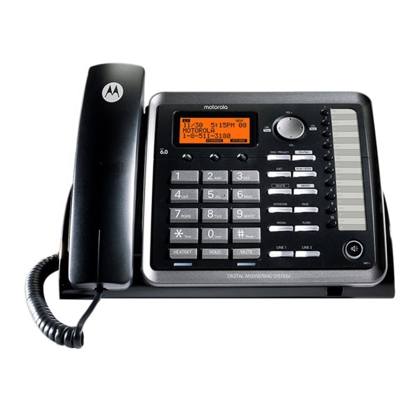 slide 1 of 2, Motorola Corded Desk Phone And Digital Answering System, Black, Ml25255, 1 ct