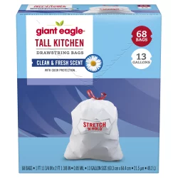 Giant Eagle Tall Kitchen Drawstring Trash Bags Clean & Fresh