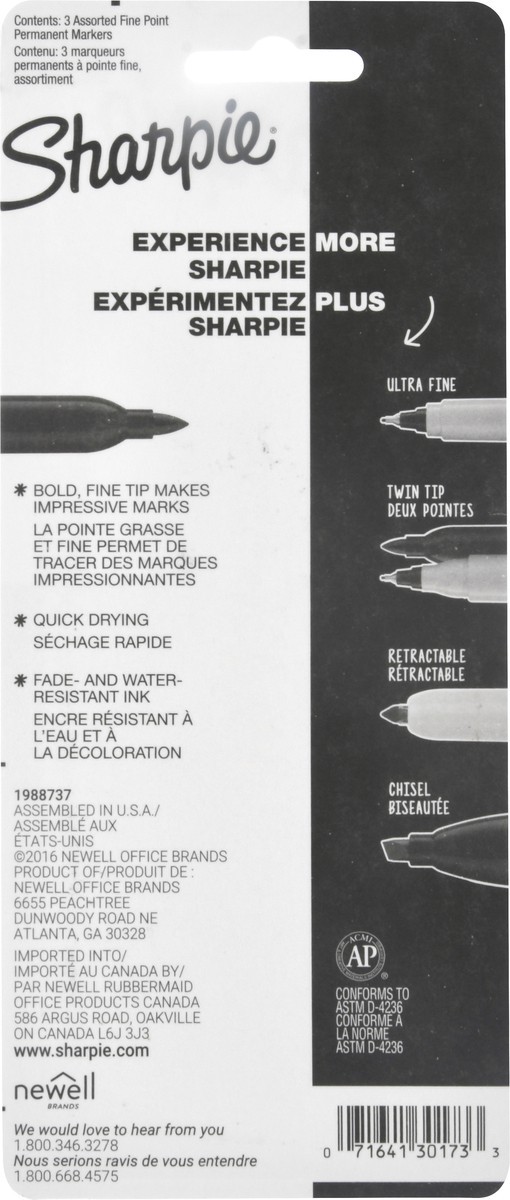 slide 6 of 9, Sharpie Fine Permanent Marker 3 ea, 3 ct