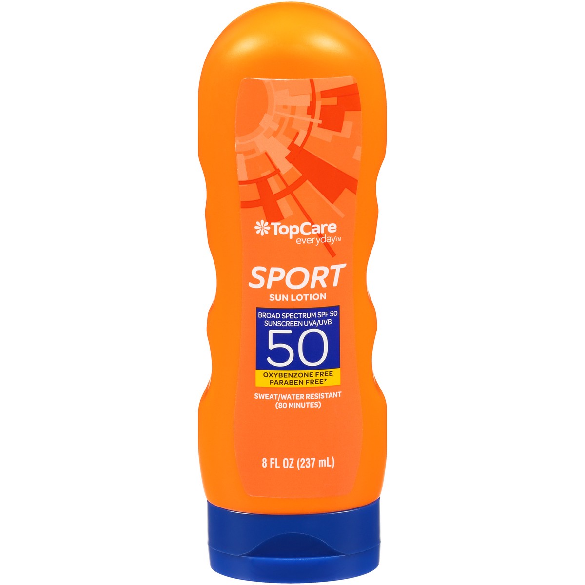 slide 1 of 8, TopCare Sport Sweat/Water Resistant Uva/Uvb Broad Spectrum Spf 50 Sunscreen Sun Lotion, 8 fl oz