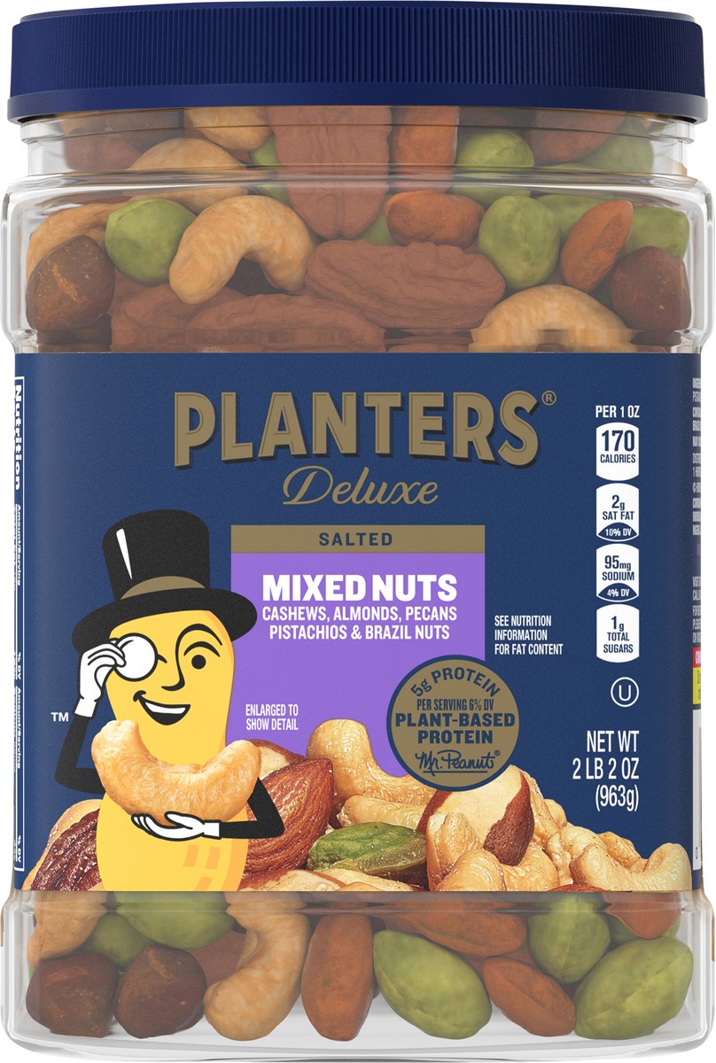 slide 2 of 9, Planters Deluxe Salted Mixed Nuts 2 lb, 34 oz