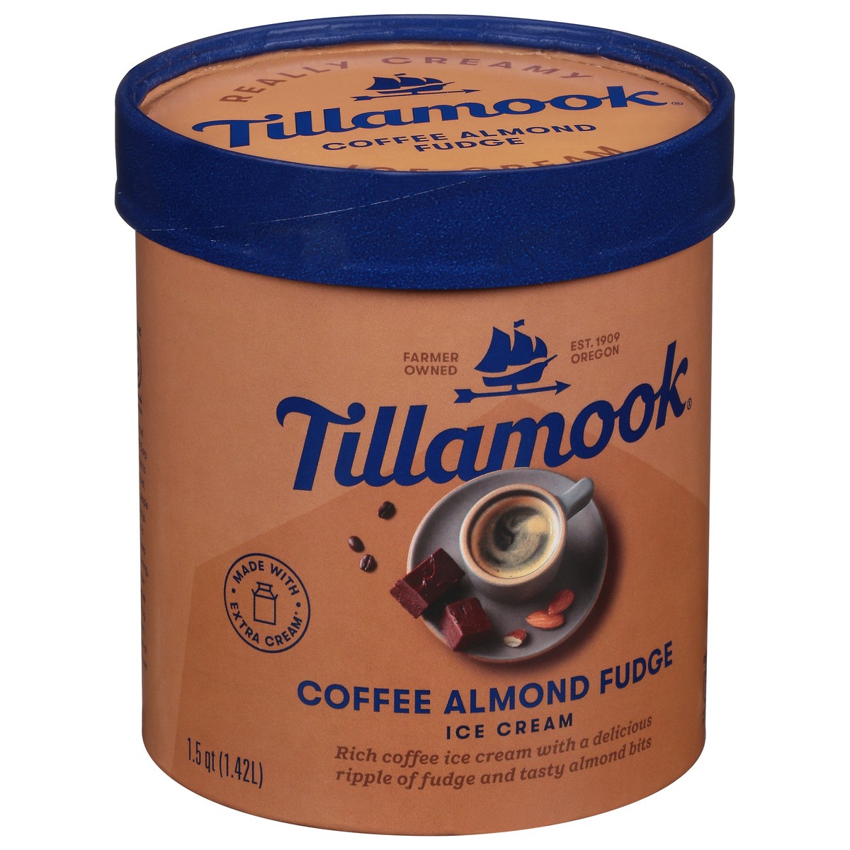 slide 4 of 9, Tillamook Coffee Almond Fudge Ice Cream 1.5 qt, 1.5 qt