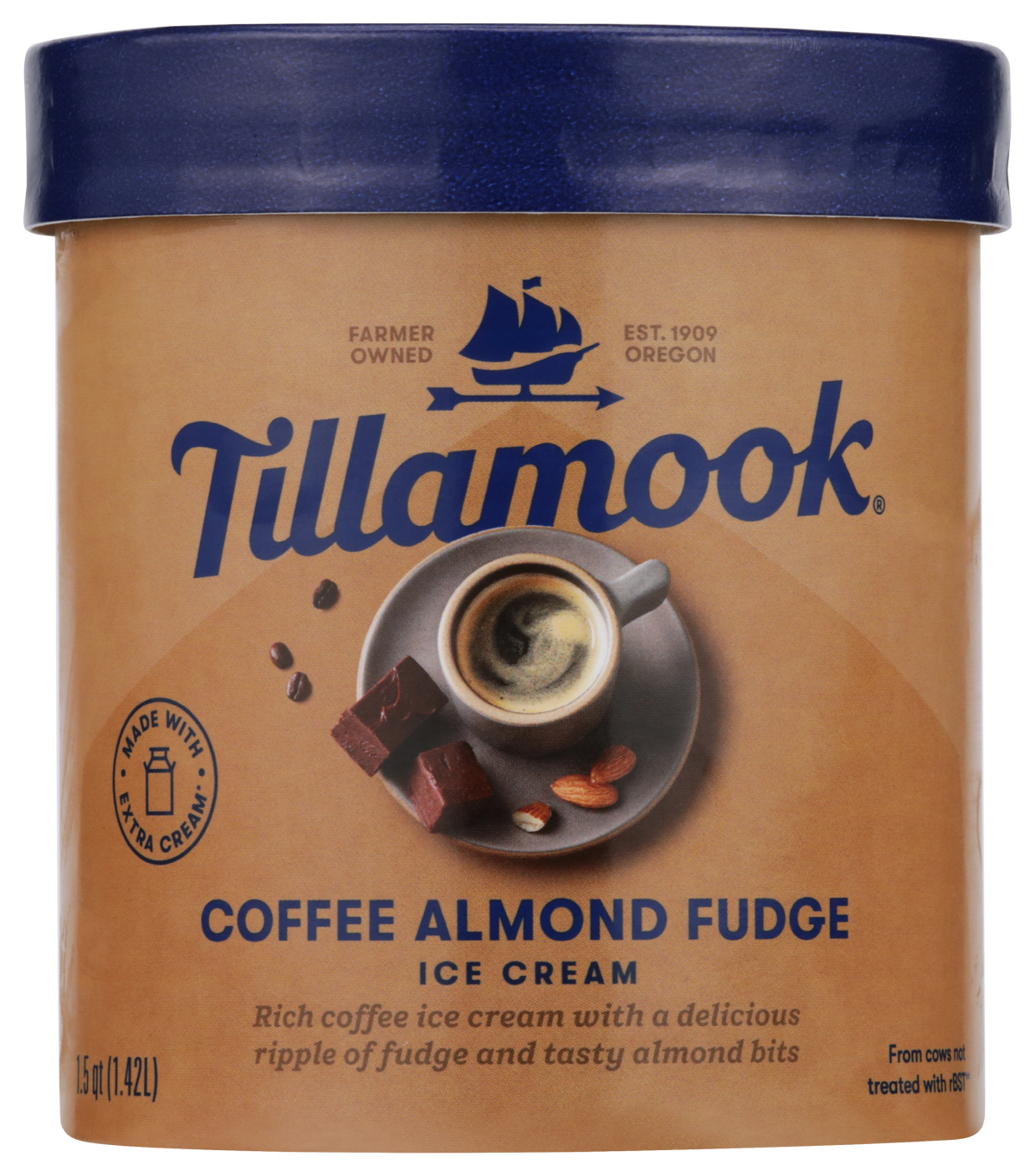 slide 1 of 9, Tillamook Coffee Almond Fudge Ice Cream 1.5 qt, 1.5 qt