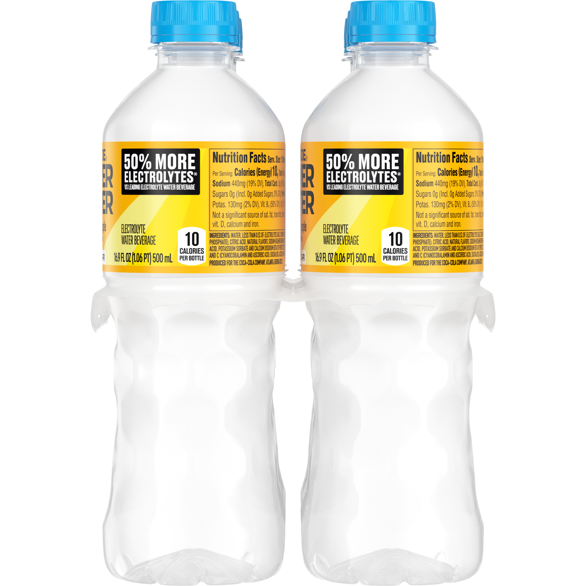 slide 4 of 4, POWERADE Power Water Zero Sugar Tropical Pineapple Flavored Electrolyte Water, 16.9 fl oz Bottles, 6 Pack, 6 ct