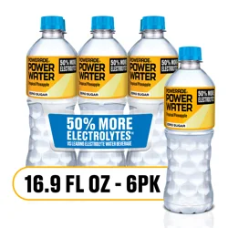 POWERADE Power Water Zero Sugar Tropical Pineapple Flavored Electrolyte Water, 16.9 fl oz Bottles, 6 Pack