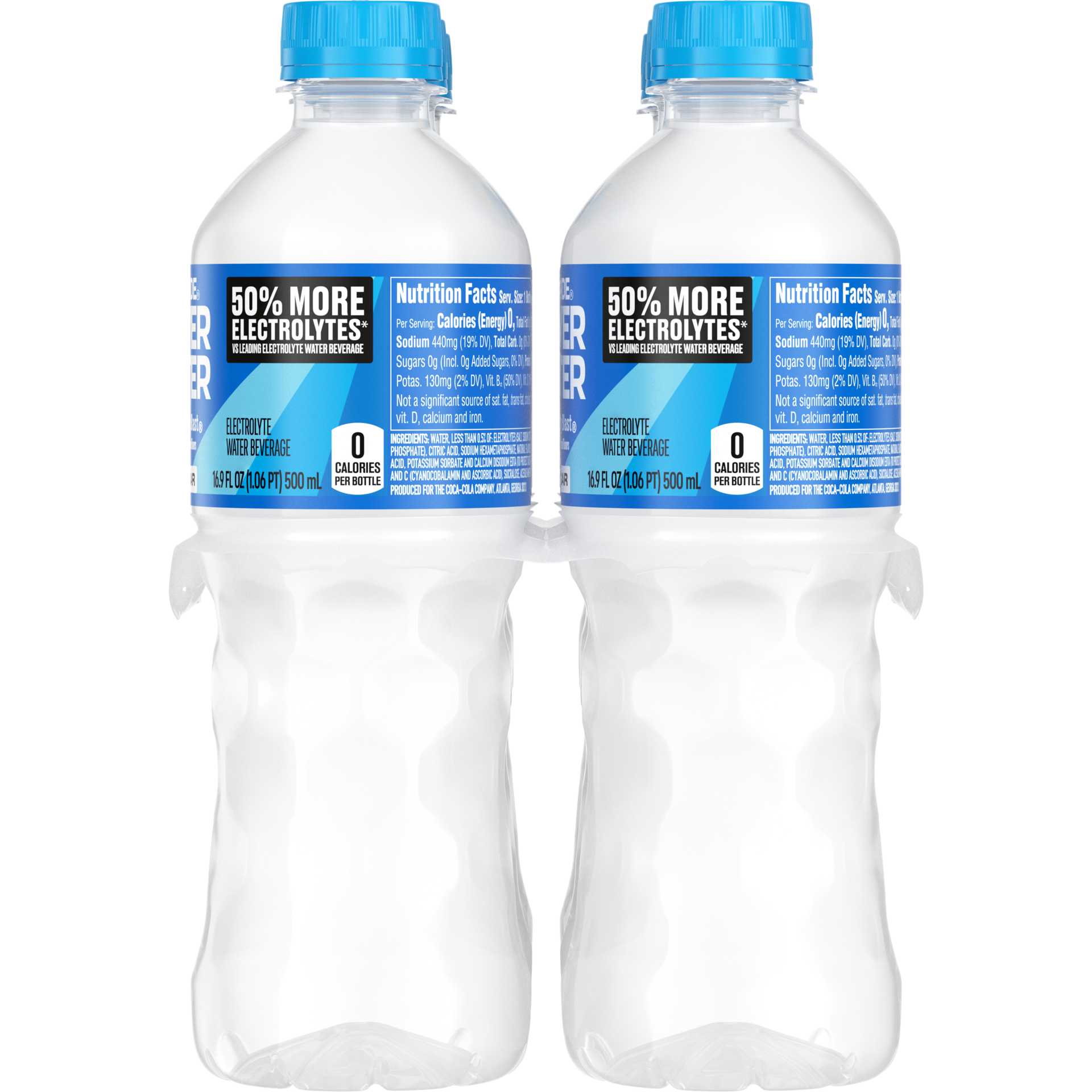 slide 2 of 4, POWERADE Power Water Zero Sugar Mountain Berry Blast Bottles, 16.9 fl oz, 6 Pack, 6 ct