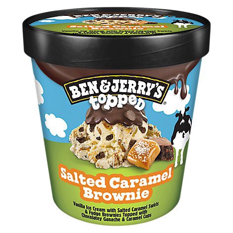 slide 1 of 1, Ben & Jerrys Topped Ice Cream Salted Caramel Brownie - Pt, 1 ct