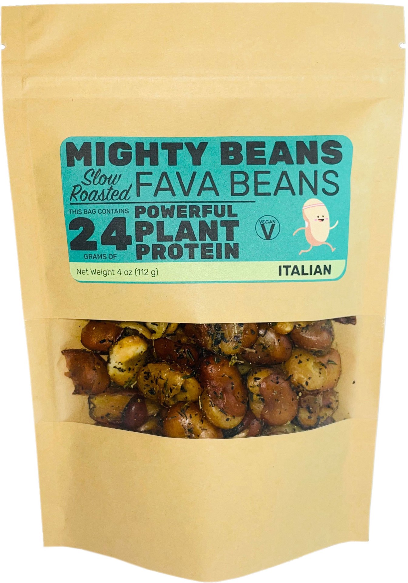 slide 1 of 1, Mighty Beans Slow Roasted Italian Fava Beans, 4 oz