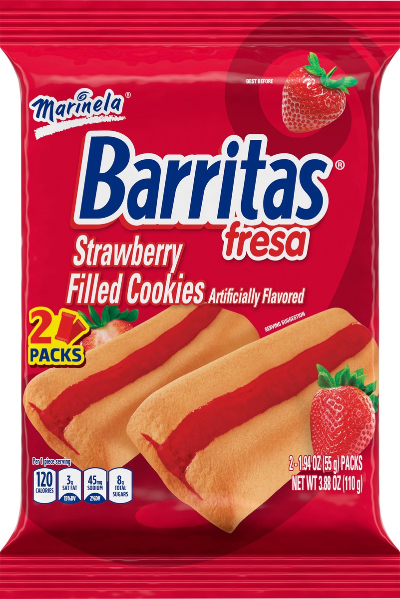 slide 8 of 8, Marinela Barritas Fresa Strawberry Filled Cookie 3.88 Oz, 2 ct