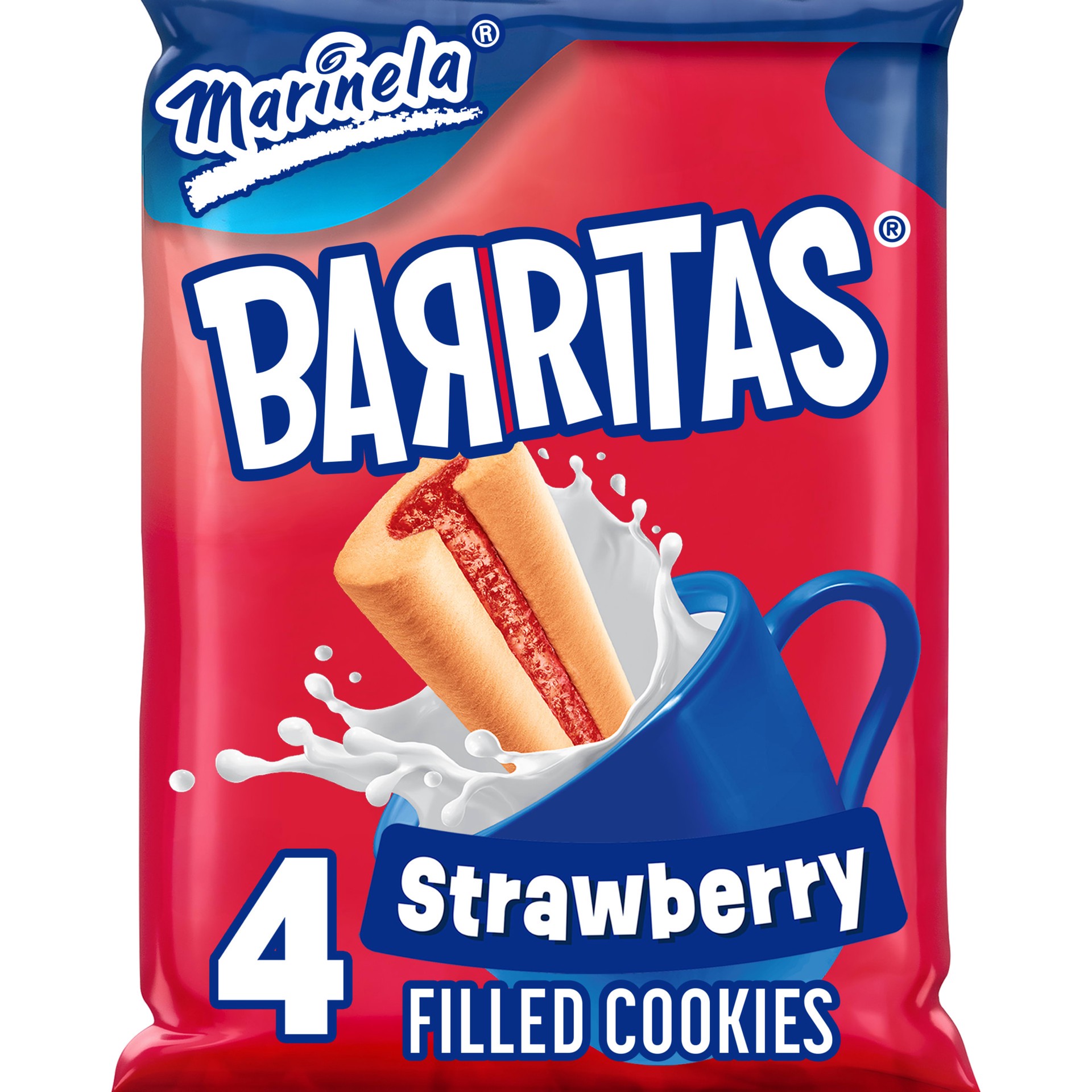 slide 1 of 8, Marinela Barritas Fresa Filled Cookies, 2 packs, Strawberry Cookie Bars, 3.88 oz Bag, 2 ct