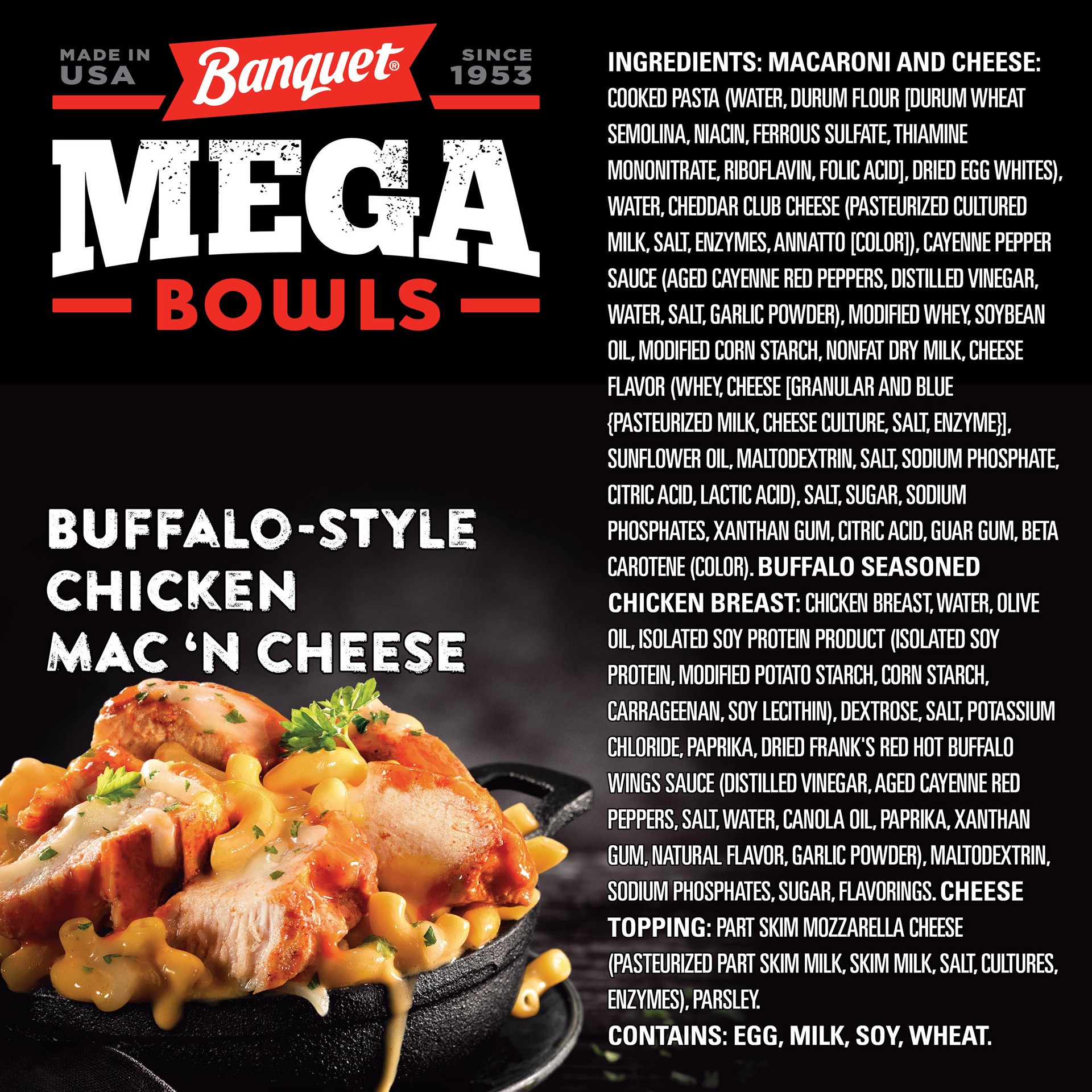 slide 4 of 5, Banquet Mega Bowls Frozen Buffalo Style Chicken Mac 'N Cheese - 14oz, 14 oz