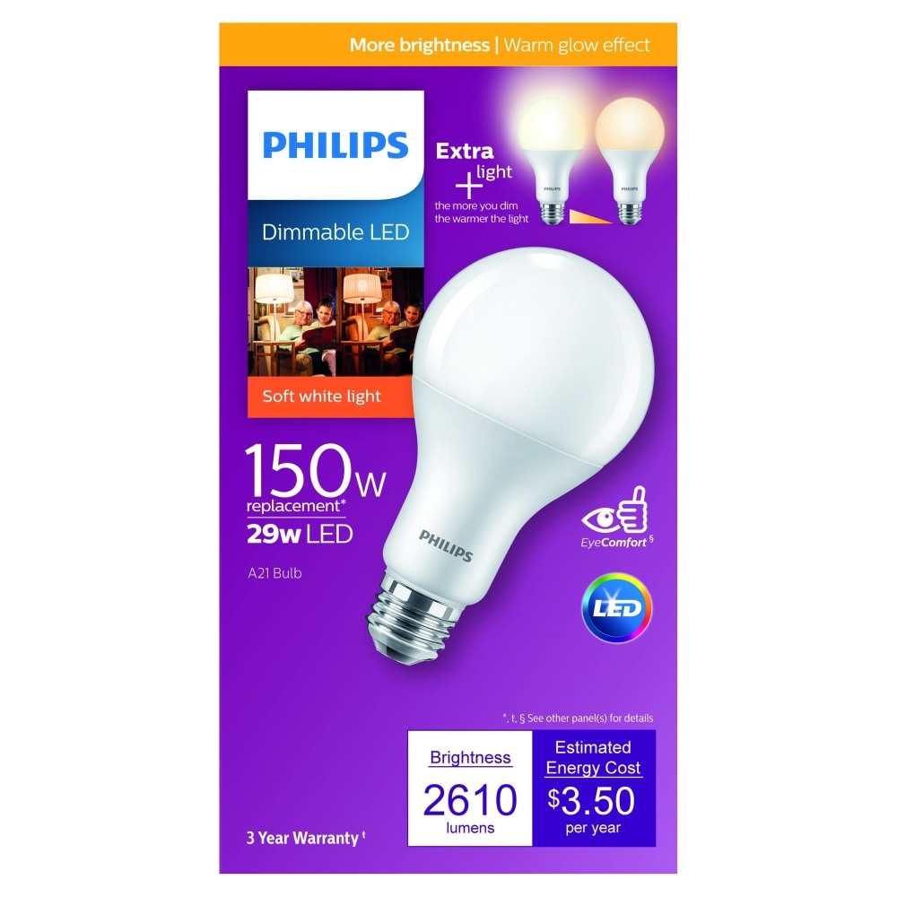 slide 1 of 1, Philips 29Watt 150Watt A21 Dimmable Led Light Bulb Soft White, 1 ct