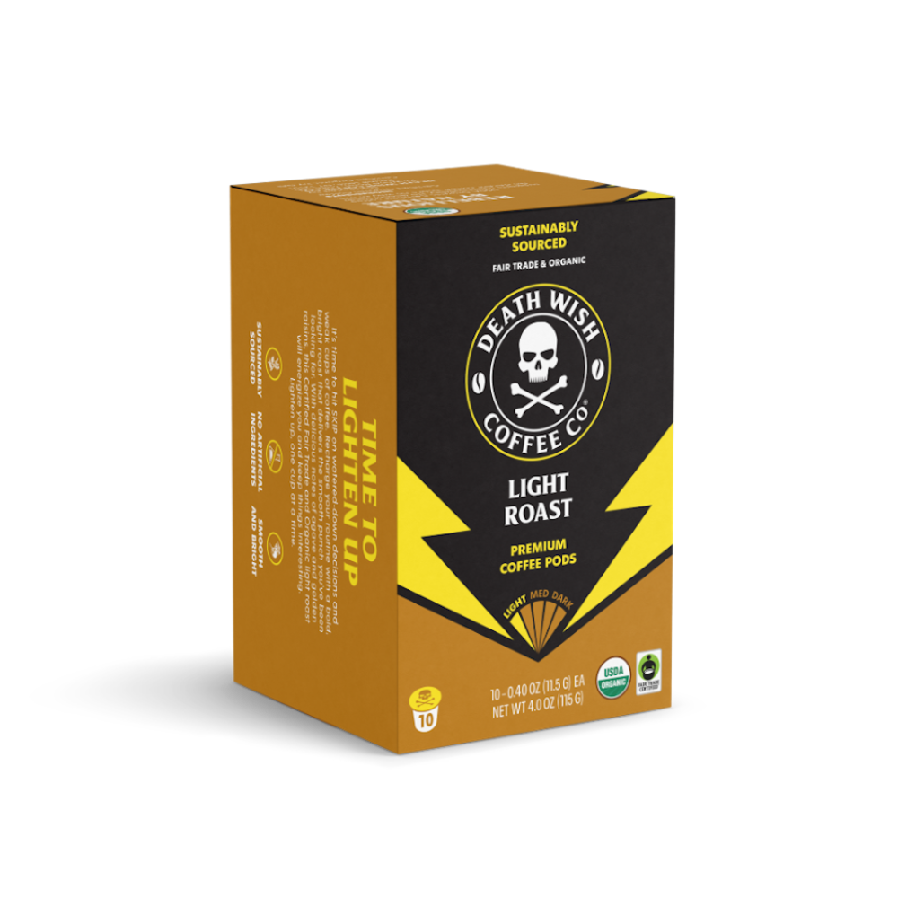 slide 1 of 1, Death Wish Coffee Co.® Light Roast Premium Coffee Pods, 10 ct; 0.4 oz