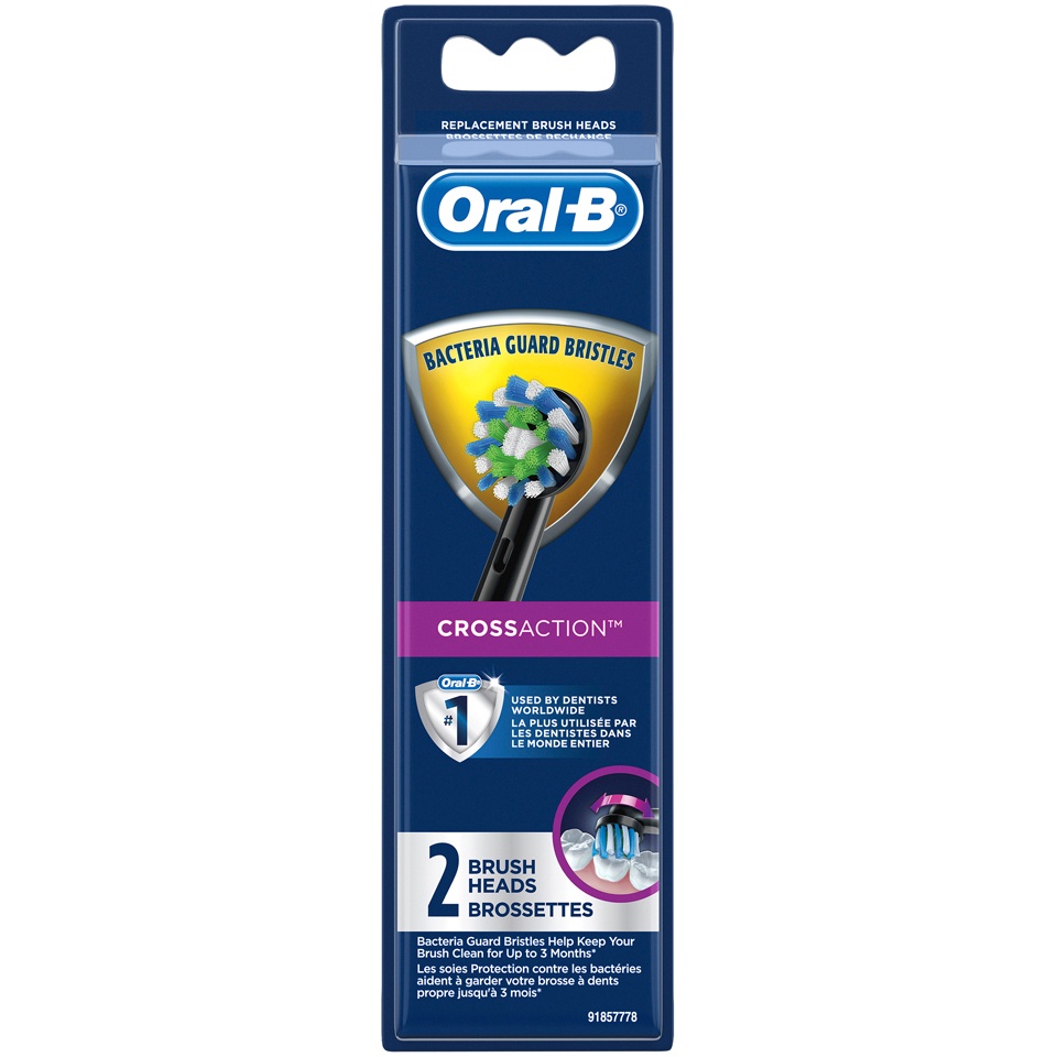 slide 1 of 1, Oral-B CrossAction Electric Toothbrush Replacement Brush Heads, 2 ct