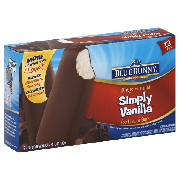 slide 1 of 1, Blue Bunny Simple Vanilla Ice Cream Bars, 12 ct; 2 fl oz