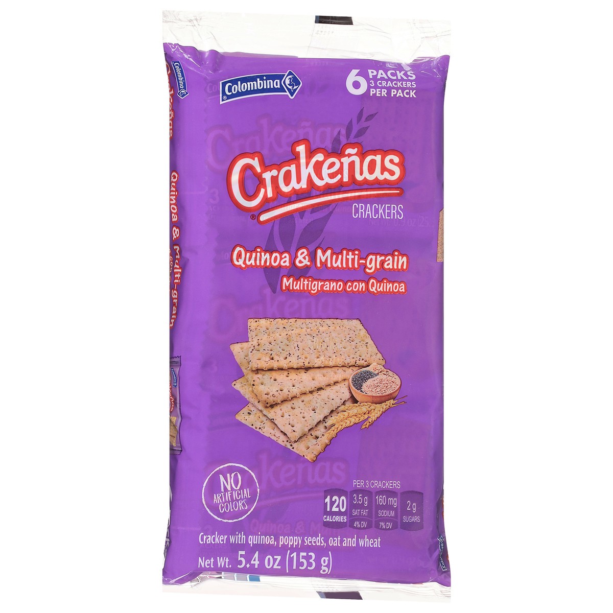 slide 5 of 13, Crakenas Quinoa & Multi-Grain Crackers 6 - 3 Cracker Packs, 6 ct