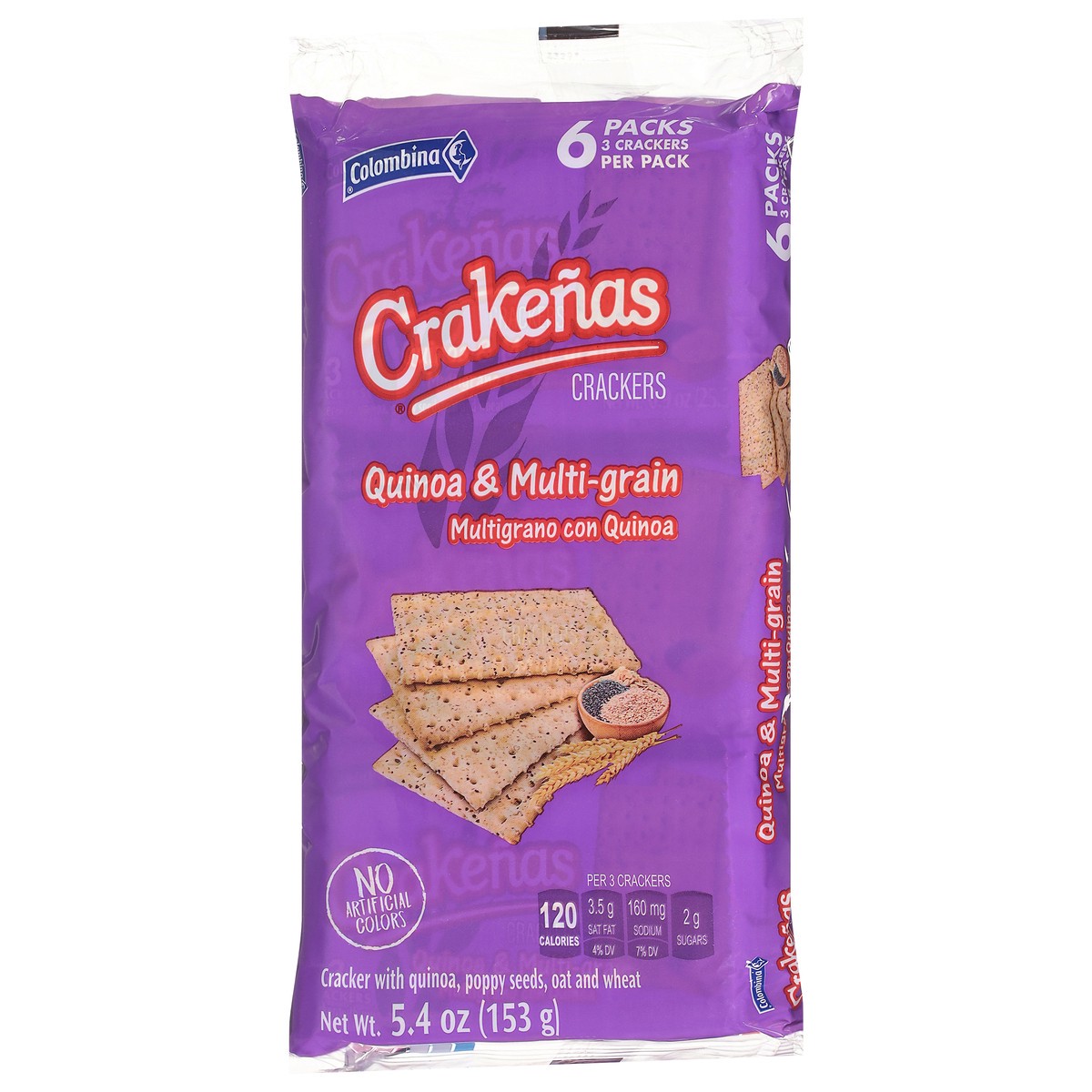slide 2 of 13, Crakenas Quinoa & Multi-Grain Crackers 6 - 3 Cracker Packs, 6 ct