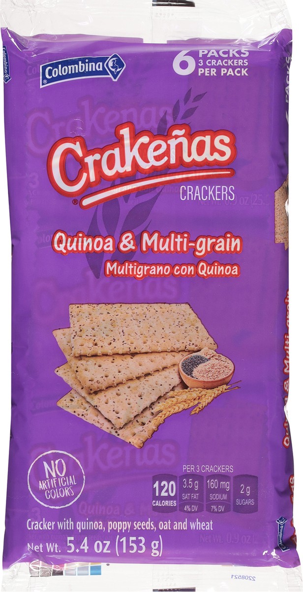 slide 9 of 13, Crakenas Quinoa & Multi-Grain Crackers 6 - 3 Cracker Packs, 6 ct