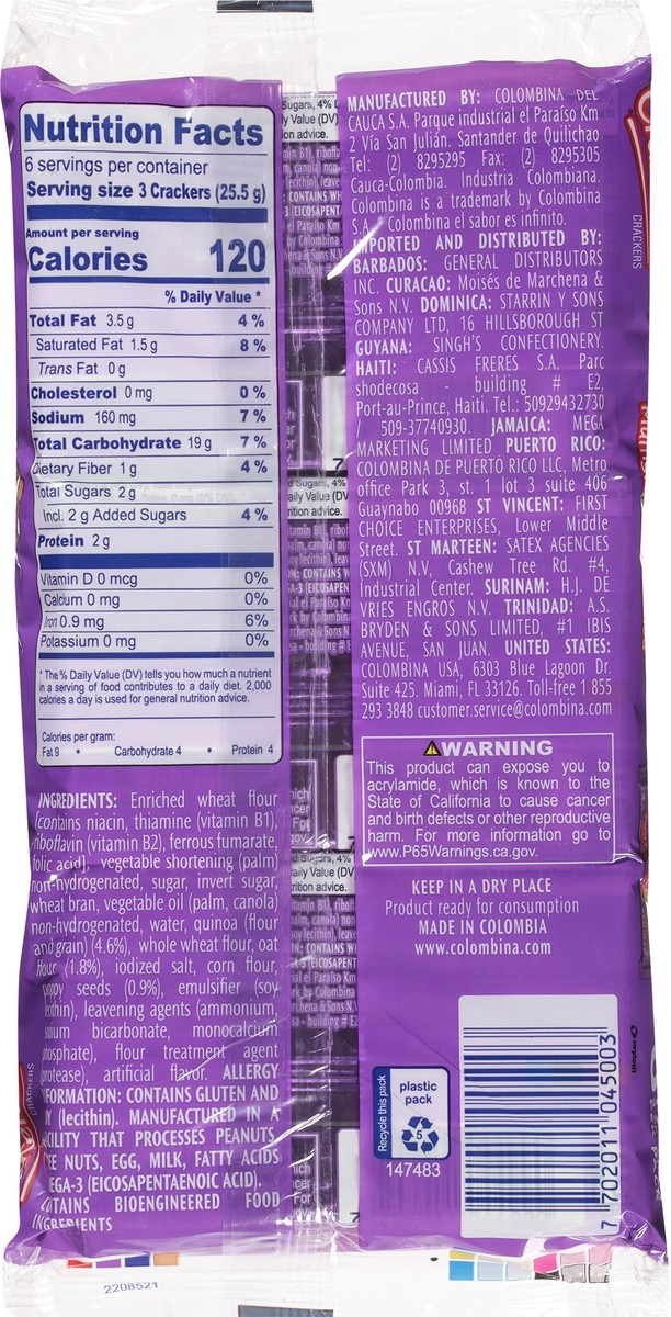 slide 10 of 13, Crakenas Quinoa & Multi-Grain Crackers 6 - 3 Cracker Packs, 6 ct