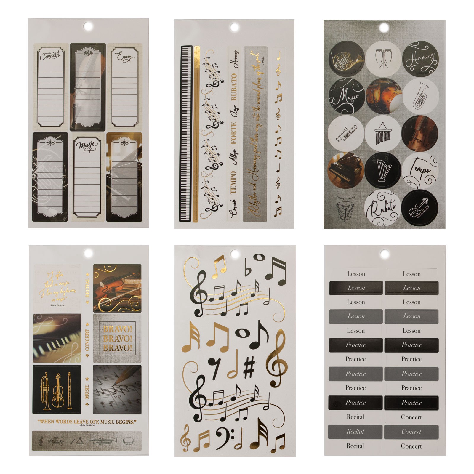 slide 3 of 6, Music Stickers By Recollections, 10.16cm x 17.78cm