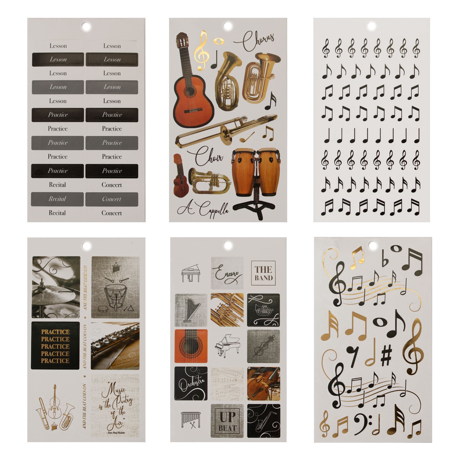 slide 2 of 6, Music Stickers By Recollections, 10.16cm x 17.78cm