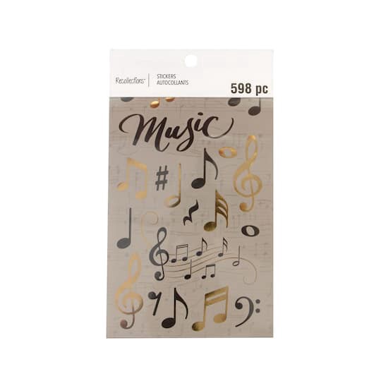 slide 1 of 6, Music Stickers By Recollections, 10.16cm x 17.78cm
