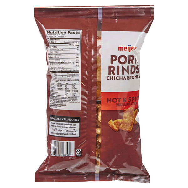 slide 4 of 9, Meijer Hot and Spicy Pork Rinds, 4.5 oz