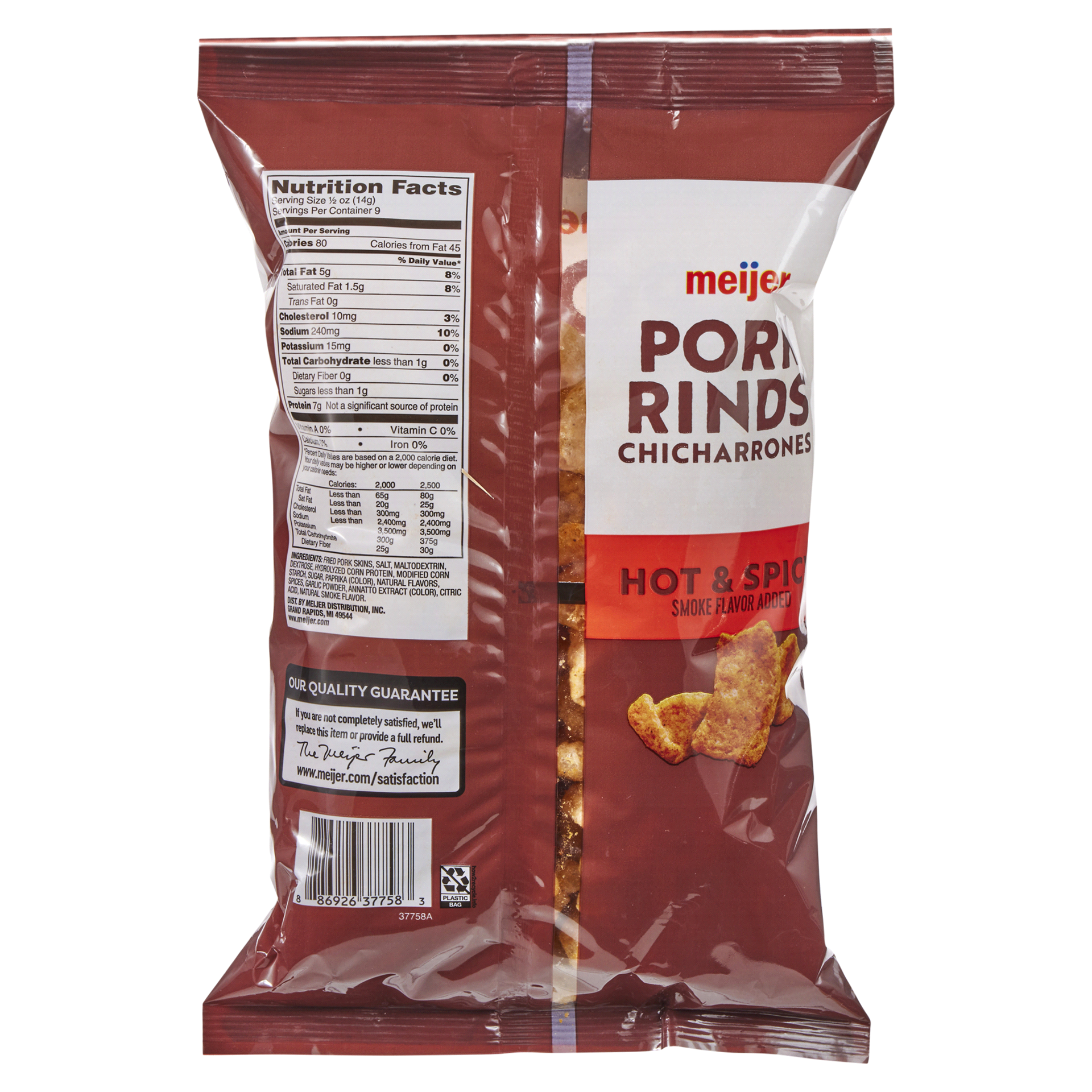 slide 5 of 9, Meijer Hot and Spicy Pork Rinds, 4.5 oz