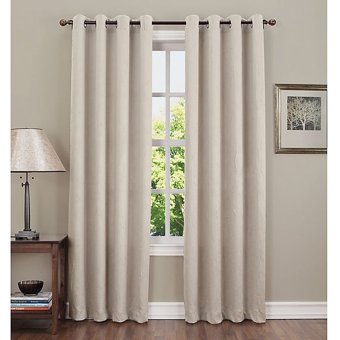 slide 1 of 1, Sun Zero Hoffman Grommet Top Room Darkening Window Curtain Panel - Stone, 84 in