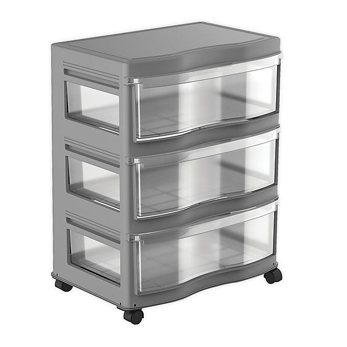 slide 1 of 3, Simply Essential 3-Drawer Wide Chest with Wheels, 1 ct