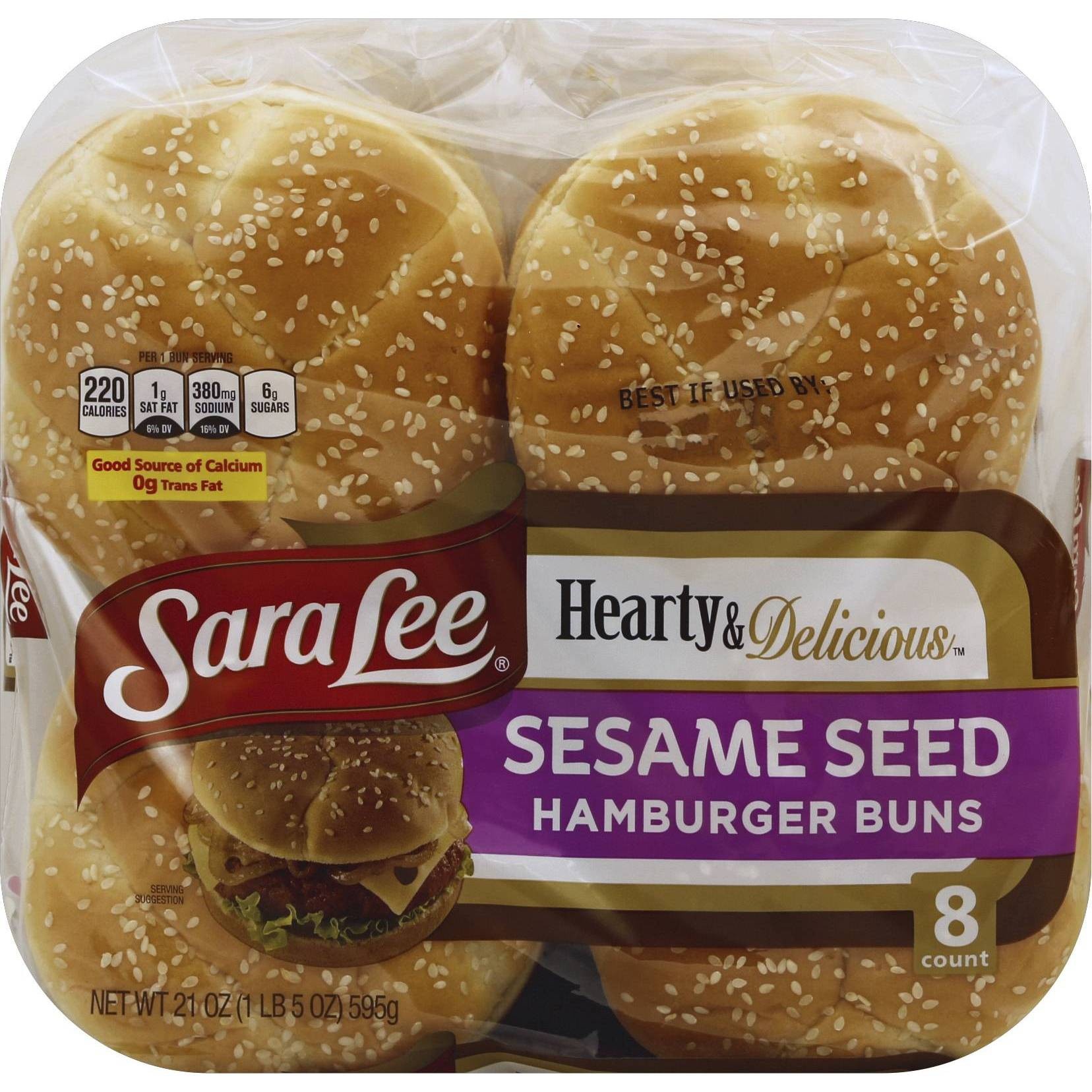 slide 1 of 4, Sara Lee Hearty Delicious Sesame Seed Hamburger Buns, 8 ct; 21 oz