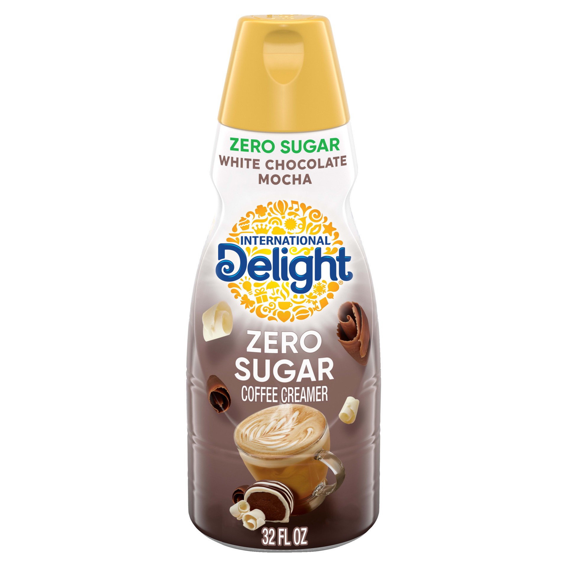 slide 1 of 9, International Delight Zero Sugar Coffee Creamer, White Chocolate Mocha, Sugar-Free Creamer, 32 oz., 32 fl oz