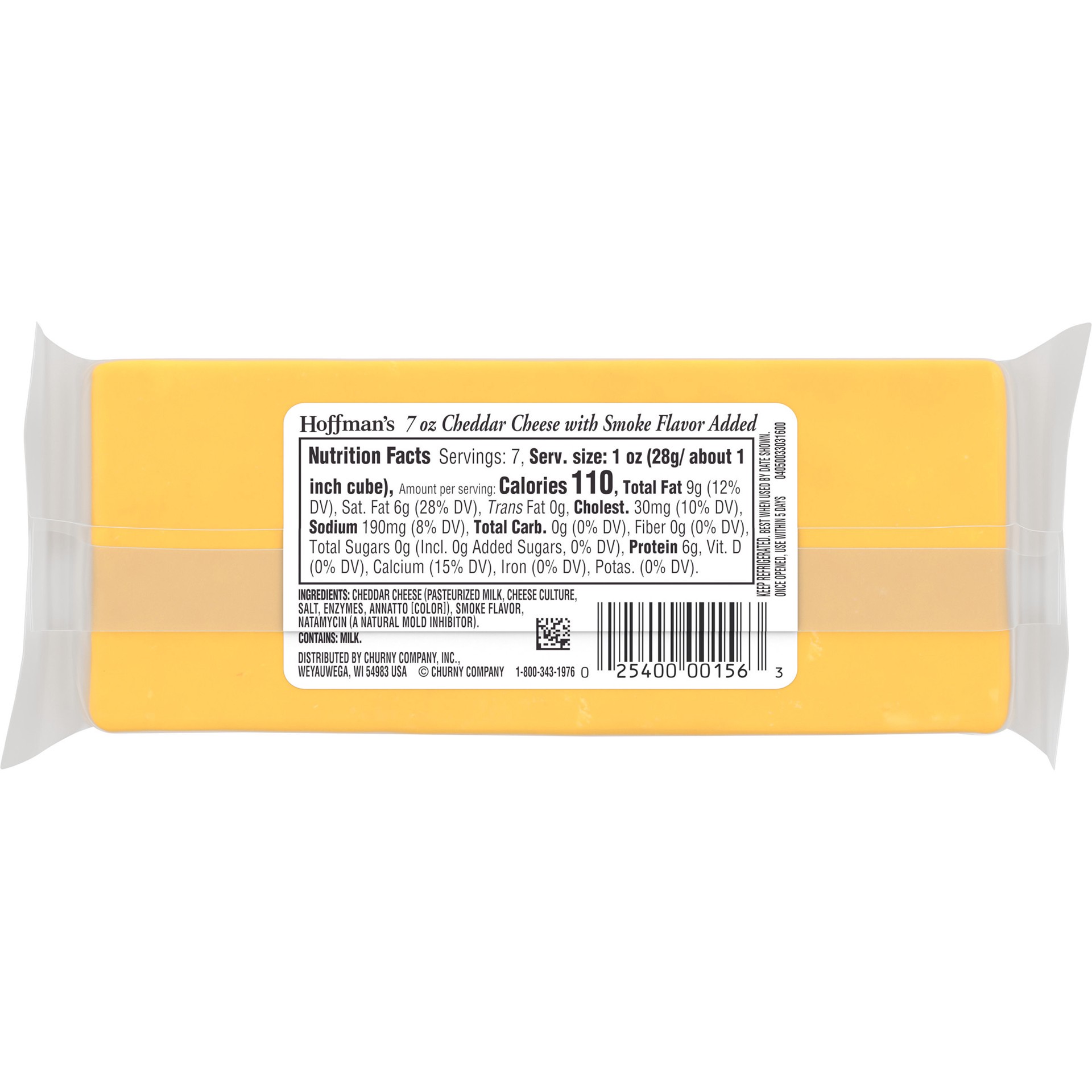 slide 5 of 5, Hoffman's Smoky Hickory Cheddar Natural Cheese Block, 7.0 oz Wrapper, 7 oz