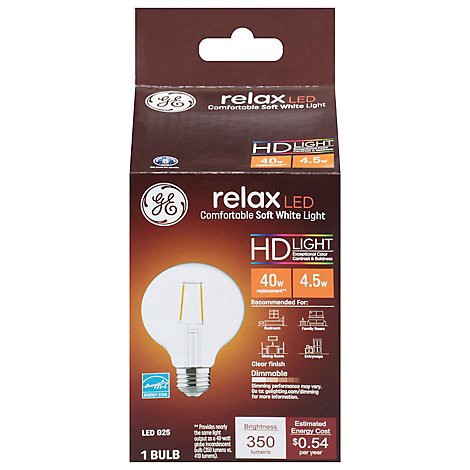 slide 1 of 1, Ge 40w Eq Hd Relax G25 1ct Clear - Each, 1 ct