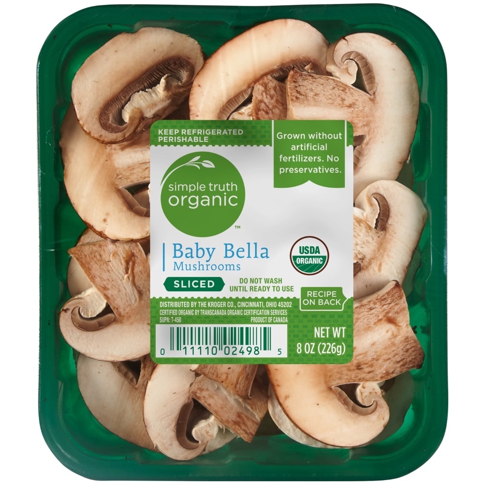 slide 1 of 2, Simple Truth Organic Sliced Baby Bella Mushrooms, 8 oz