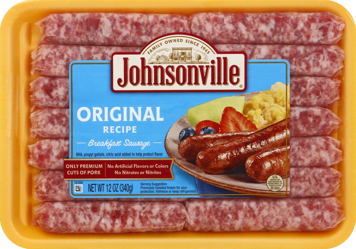 slide 1 of 8, Johnsonville Original Recipe Breakfast Sausage, 12 oz