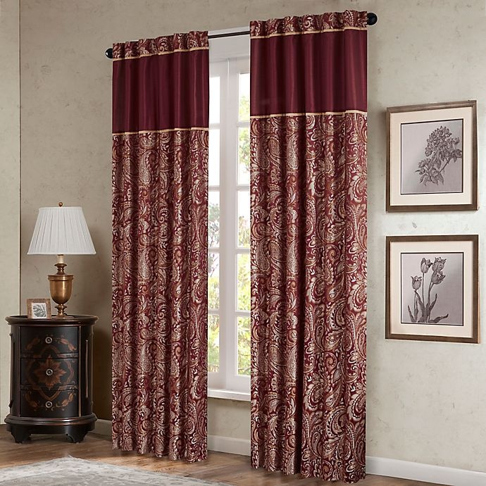 slide 1 of 2, Madison Park Aubrey Window Curtain Panel Pair - Burgundy, 84 in