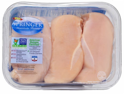slide 1 of 1, Springer Mountain Farms All Natural Boneless Skinless Fresh Chicken Breast, per lb