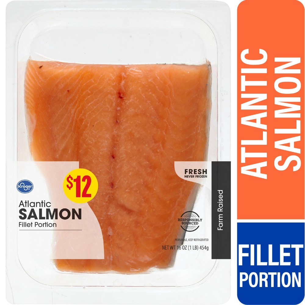 slide 4 of 5, Kroger Atlantic Salmon Half Fillet, 16 oz