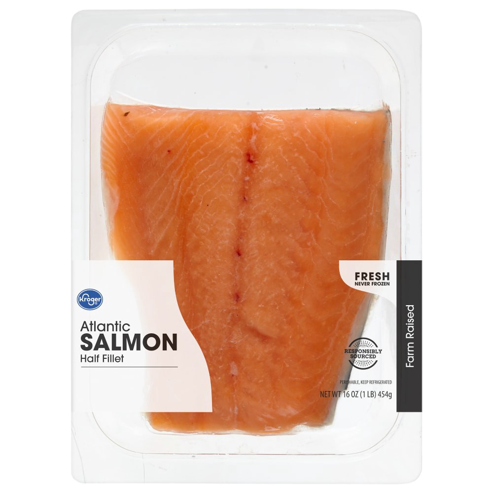 slide 1 of 2, Kroger Atlantic Salmon Half Fillet, 16 oz